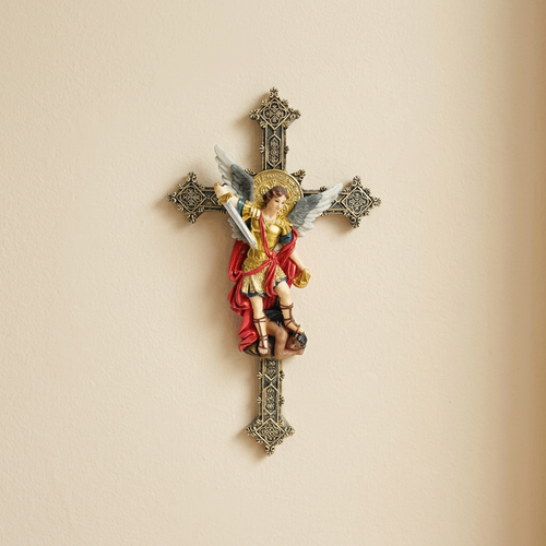 Estatua de cruz de pared de San Miguel de 30,5 cm